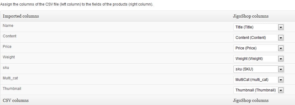 jigosohp csv mappings