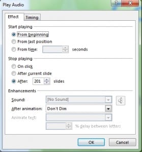 powerpoint stop background music at slide x Play Audio Effect