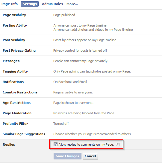 Enable Facebook Replies on Facebook Pages
