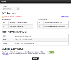 godaddy control panel mx record