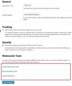 Yoast WordPress SEO - Webmaster Tools
