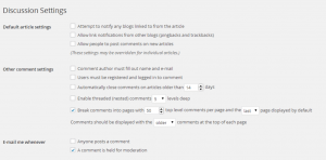 wordpress discussion settings