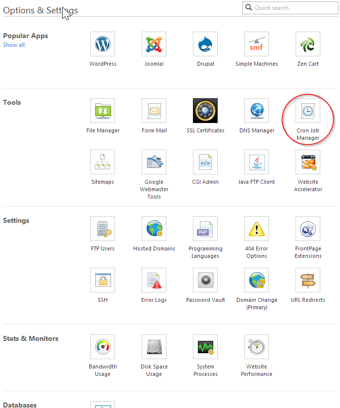 GoDaddy hosting - Cron Job Manager