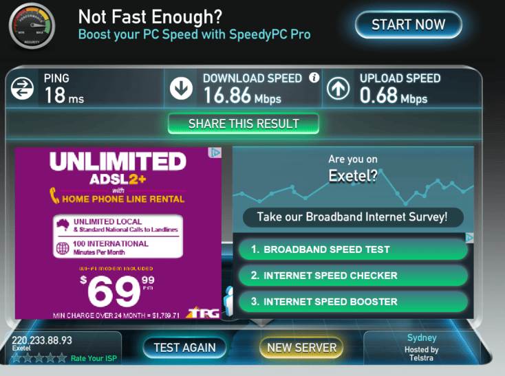 Speed Test working