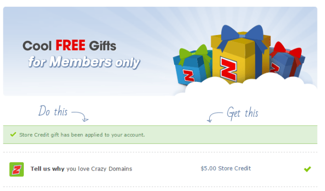Cool FREE gifts Crazy Domains