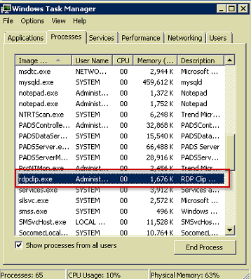 Unable to paste text in Windows RDP