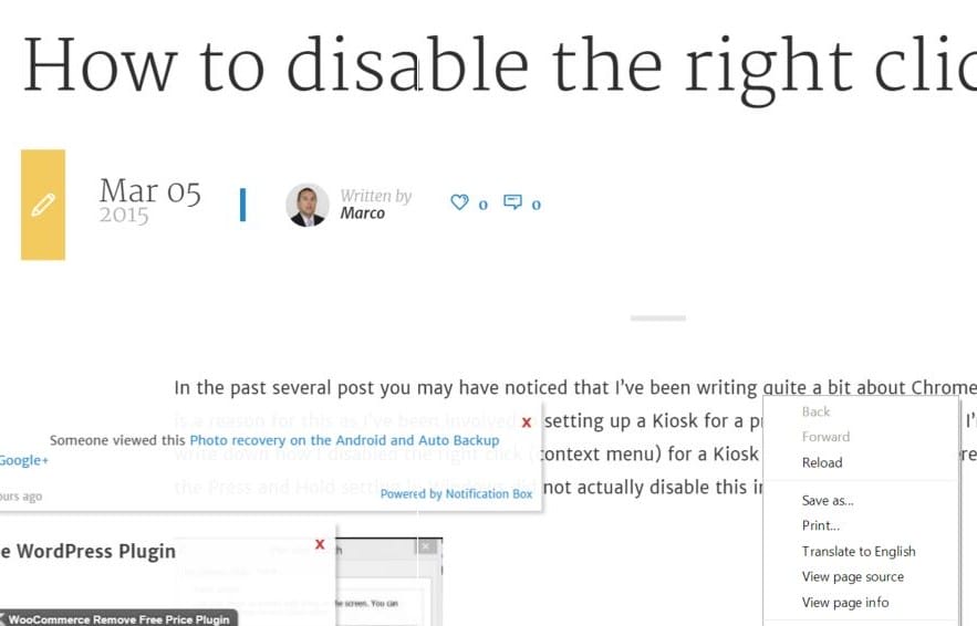 Disable Right Click Context Menu