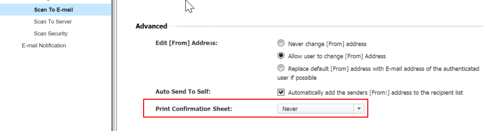 Samsung CLX-6220 Disable Printing Confirmation Report Scan