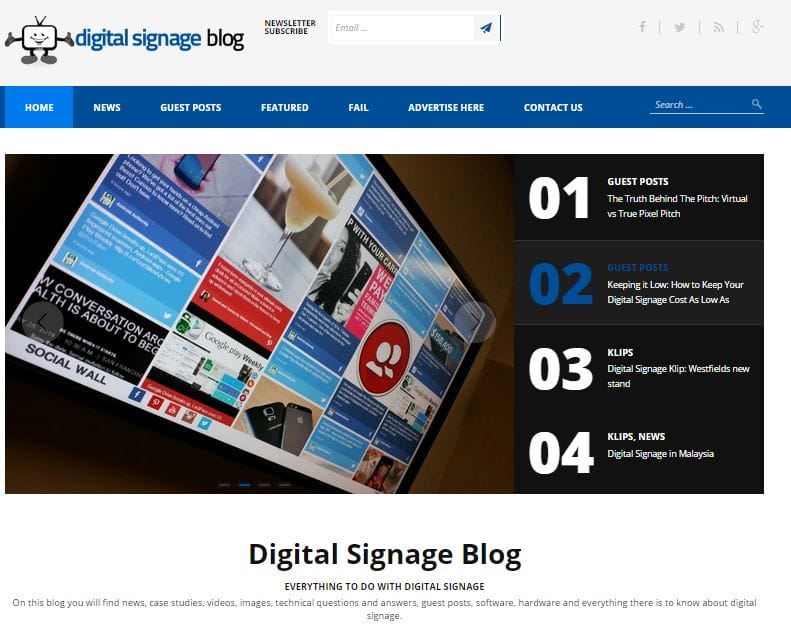Digital Signage Blog website screenshot
