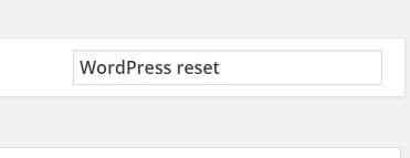 Search WordPress Reset