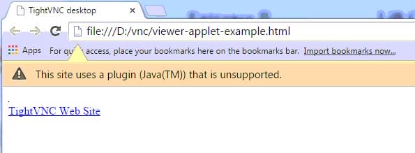 TightVNC Web Java Issue