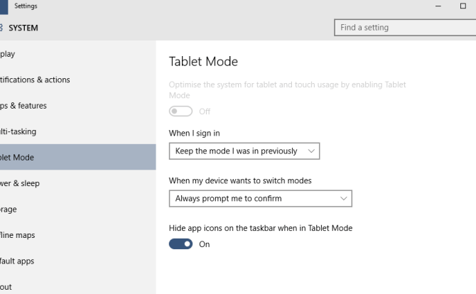 Tablet mode