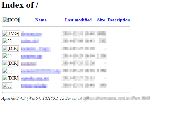 WAMP Display Directory Listing