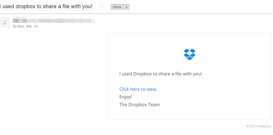 Dropbox Virus Email Content