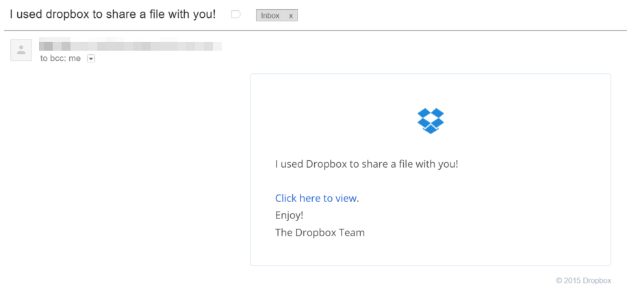 Dropbox Virus Email Content