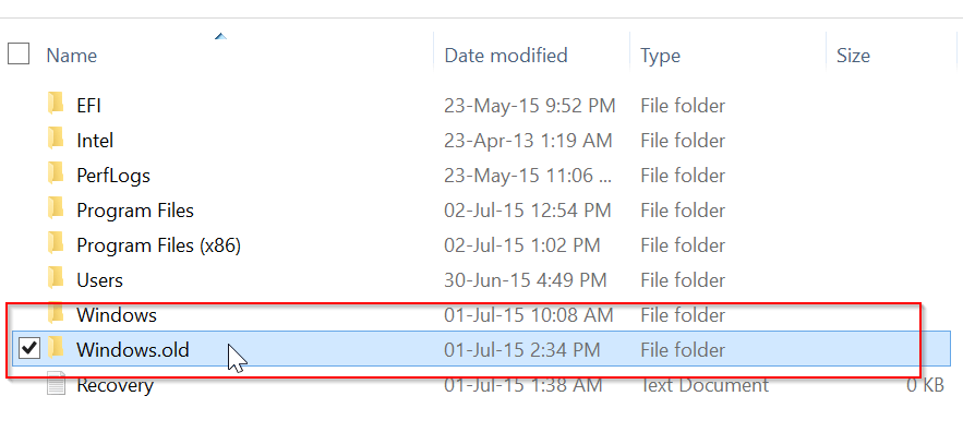 Windows.old folder