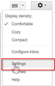 Gmail Settings Selection