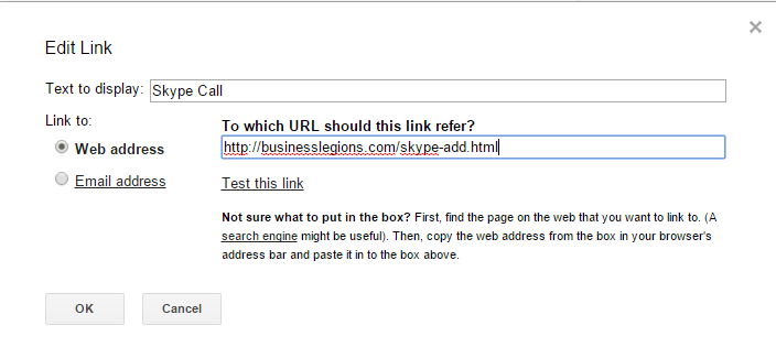 Skype Call Gmail Signature Add Web Address