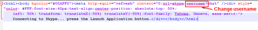 Skype HTML content change username