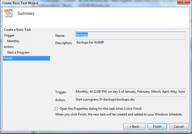 WAMP Backup Scheduled Tasks Finish