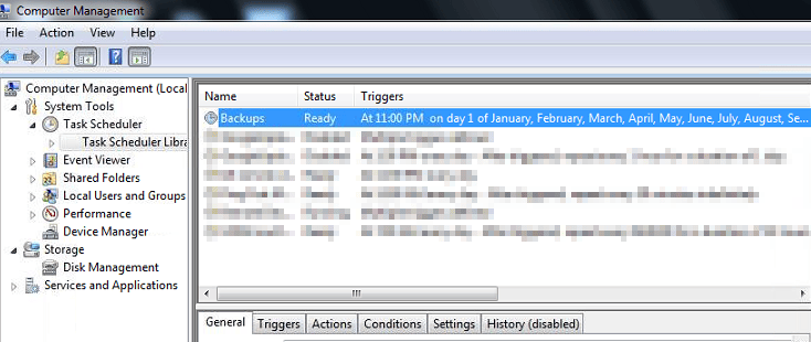 WAMP Backup Scheduled Tasks Listed