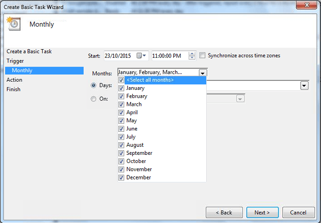 WAMP Backup Scheduled Tasks Task Trigger Monthly