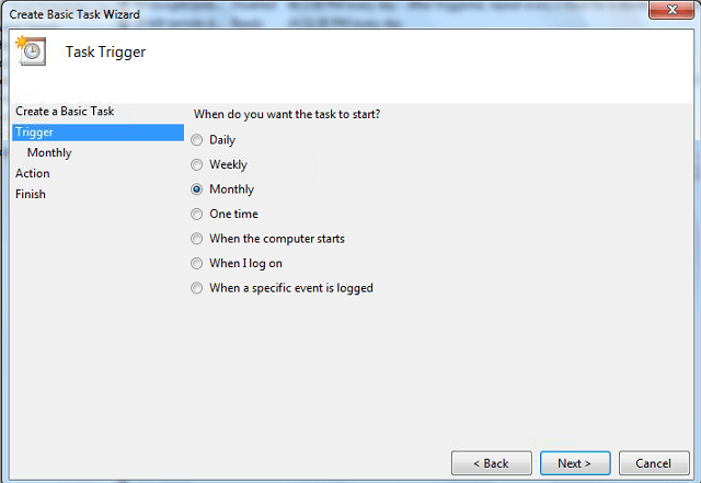 WAMP Backup Scheduled Tasks Task Trigger