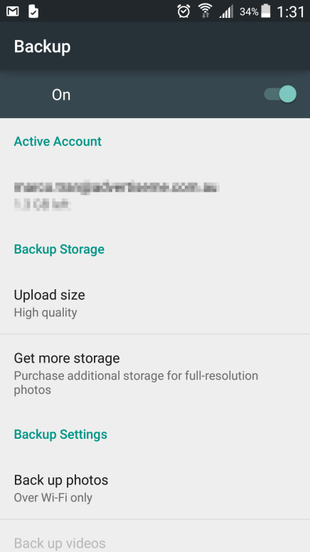 Google Photos Android Settings