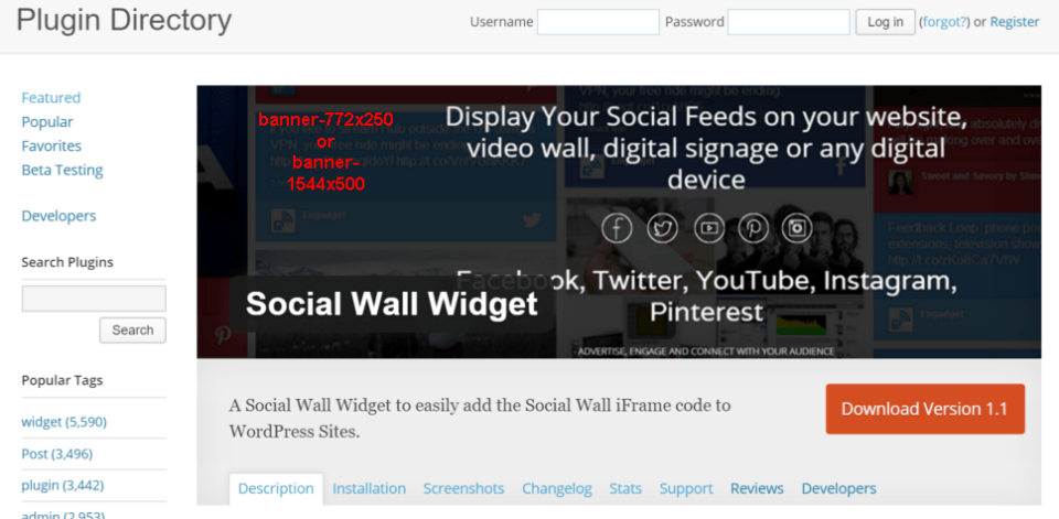 Social Wall WordPress Banner Dimensions