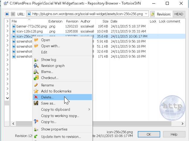 Tortoise SVN Social Wall Repository Browser Delete