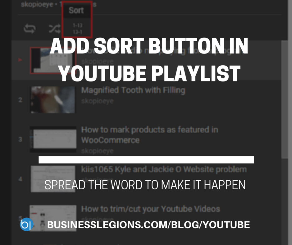 ADD SORT BUTTON IN YOUTUBE PLAYLIST