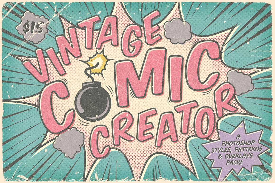 Make Vintage Comics with The Retro Comic Book Tool Kit - only $7!