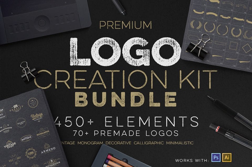 Professional Logo Creation Kit Bundle with 500+ Elements – only 14!