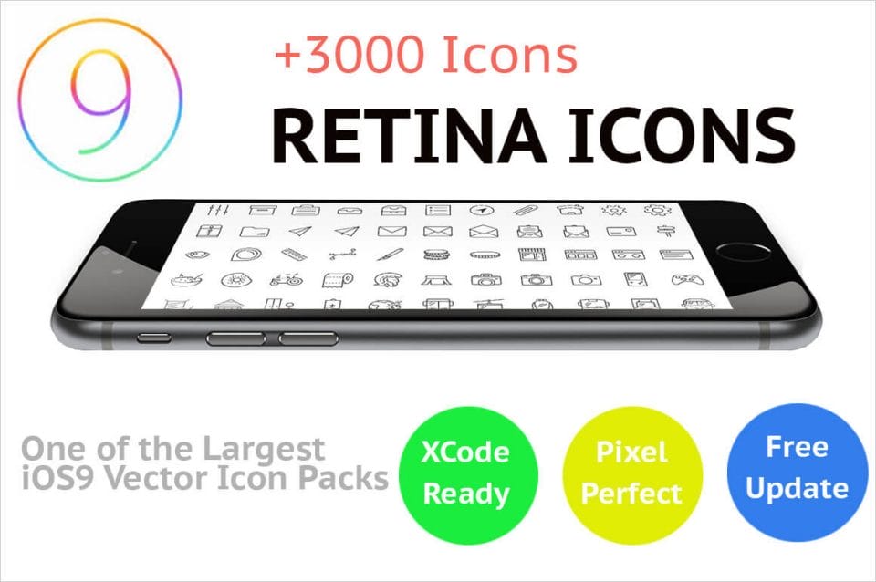 iOS Vector Icon Packs: 3000 Pixel-Perfect Retina Icons – only $24!