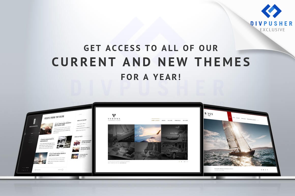 1 Year Access to DivPusher WordPress Theme Club – only $17!