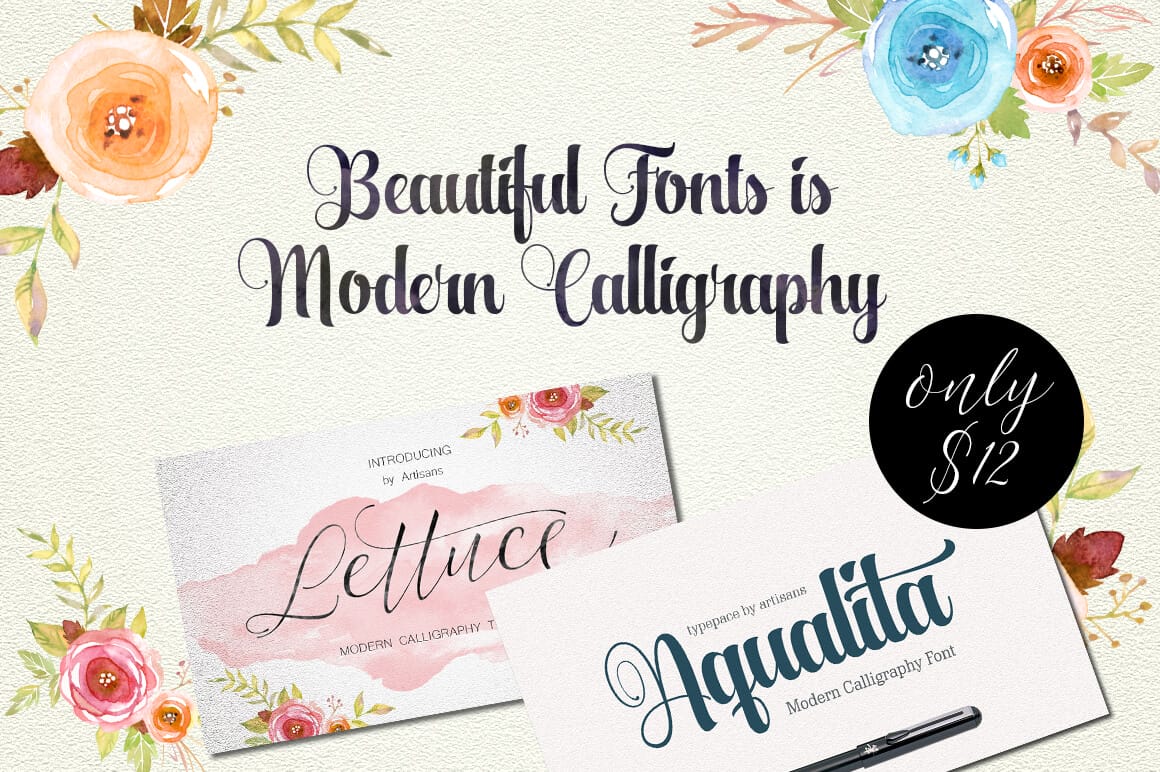 A Perfect Duo of Beautiful Modern Calligraphy Fonts - only $9!