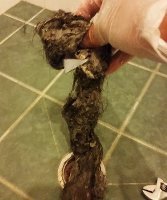 Clogged Shower Drain - Bunch of Hair