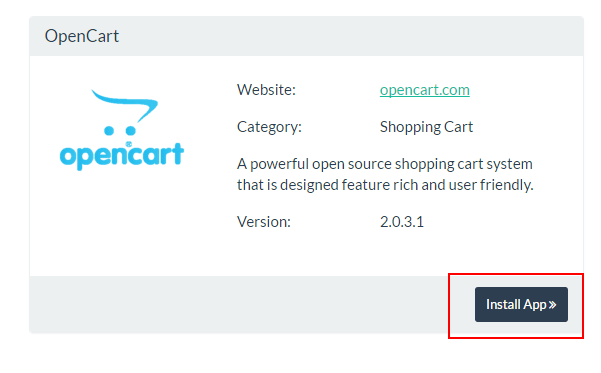 VestaCP App Installer Add Opencart