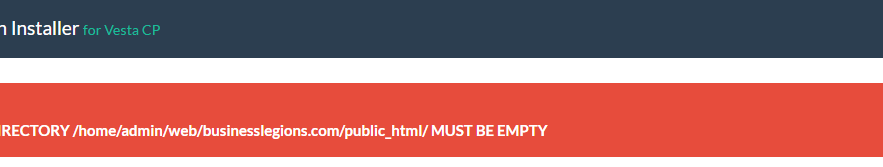 VestaCP App Installer Error Message