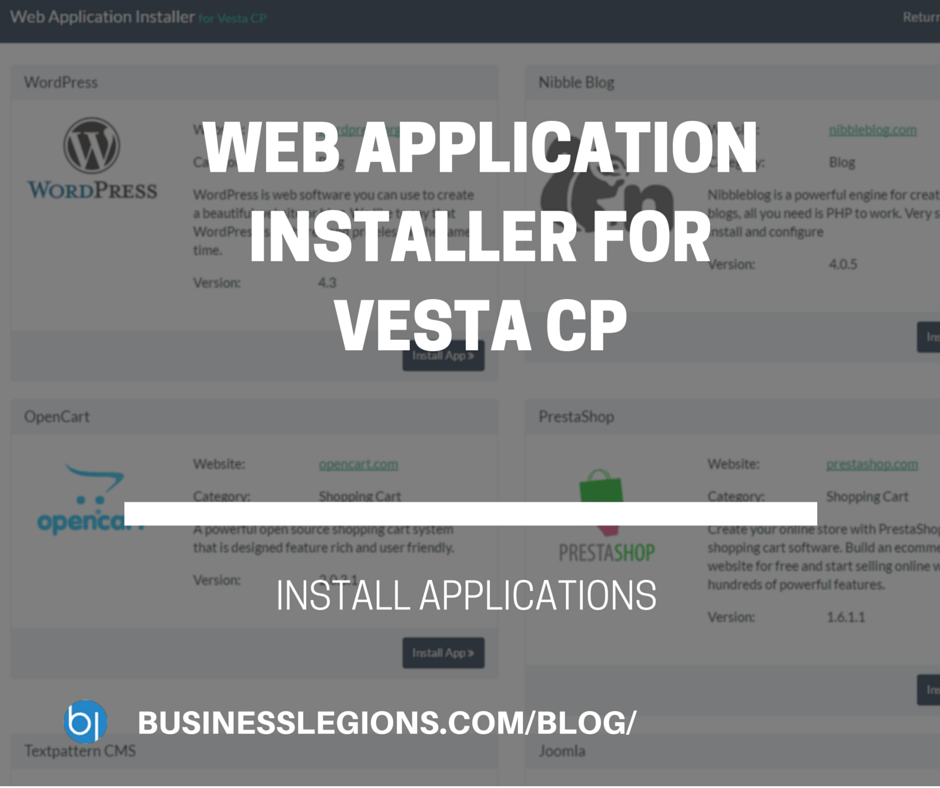 WEB APPLICATION INSTALLER FOR VESTA CP