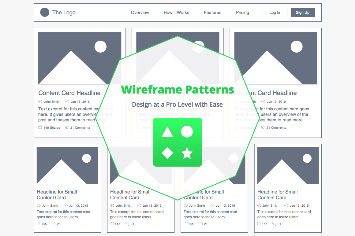14 Easily Customizable Mobile and Desktop Wireframe Patterns - 50% off!