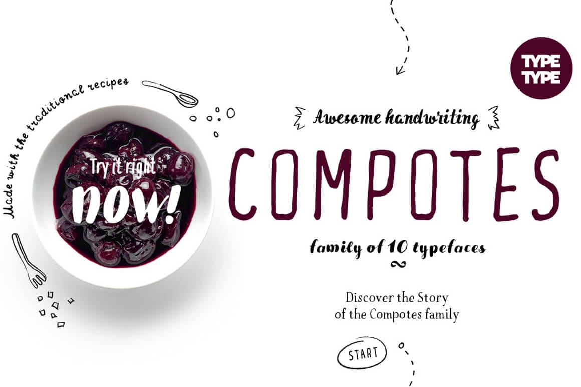 A tasty deal: Compotes Font Family of 10 Typefaces- only $9!