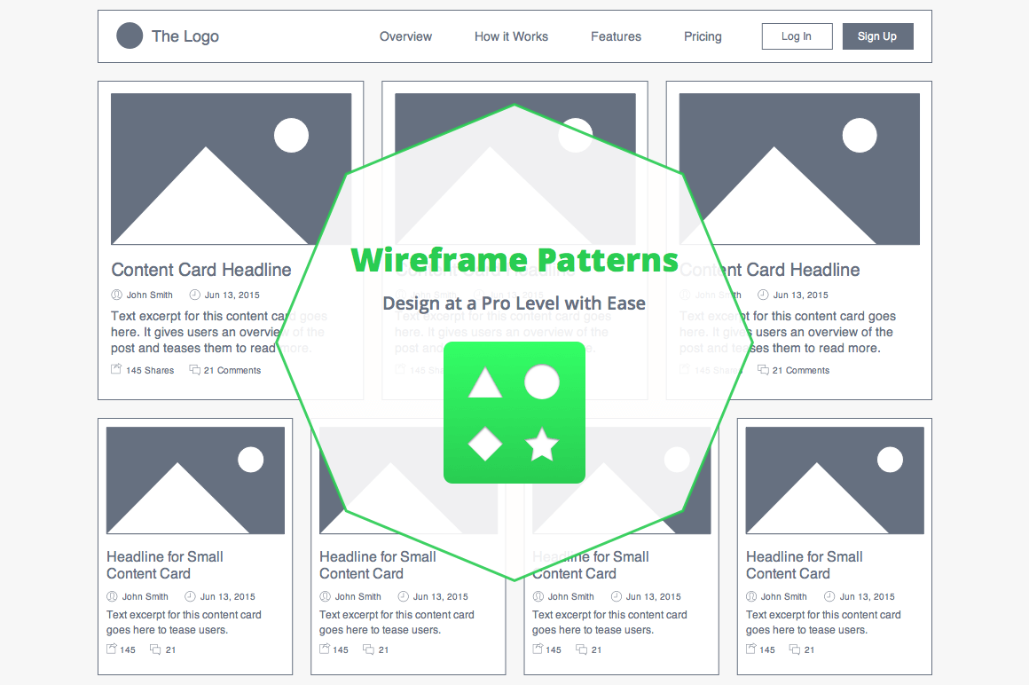 14 Easily Customizable Mobile and Desktop Wireframe Patterns Libraries - 50% off!