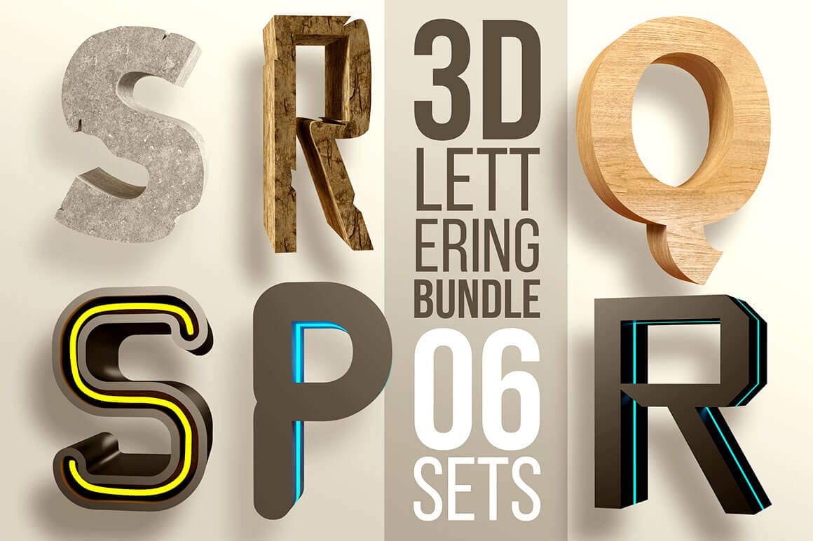 3D Lettering Mega Bundle with Extended License – only $12!