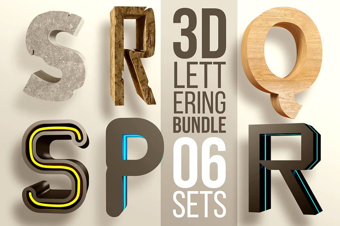 3D Lettering Mega Bundle with Extended License - only $12!