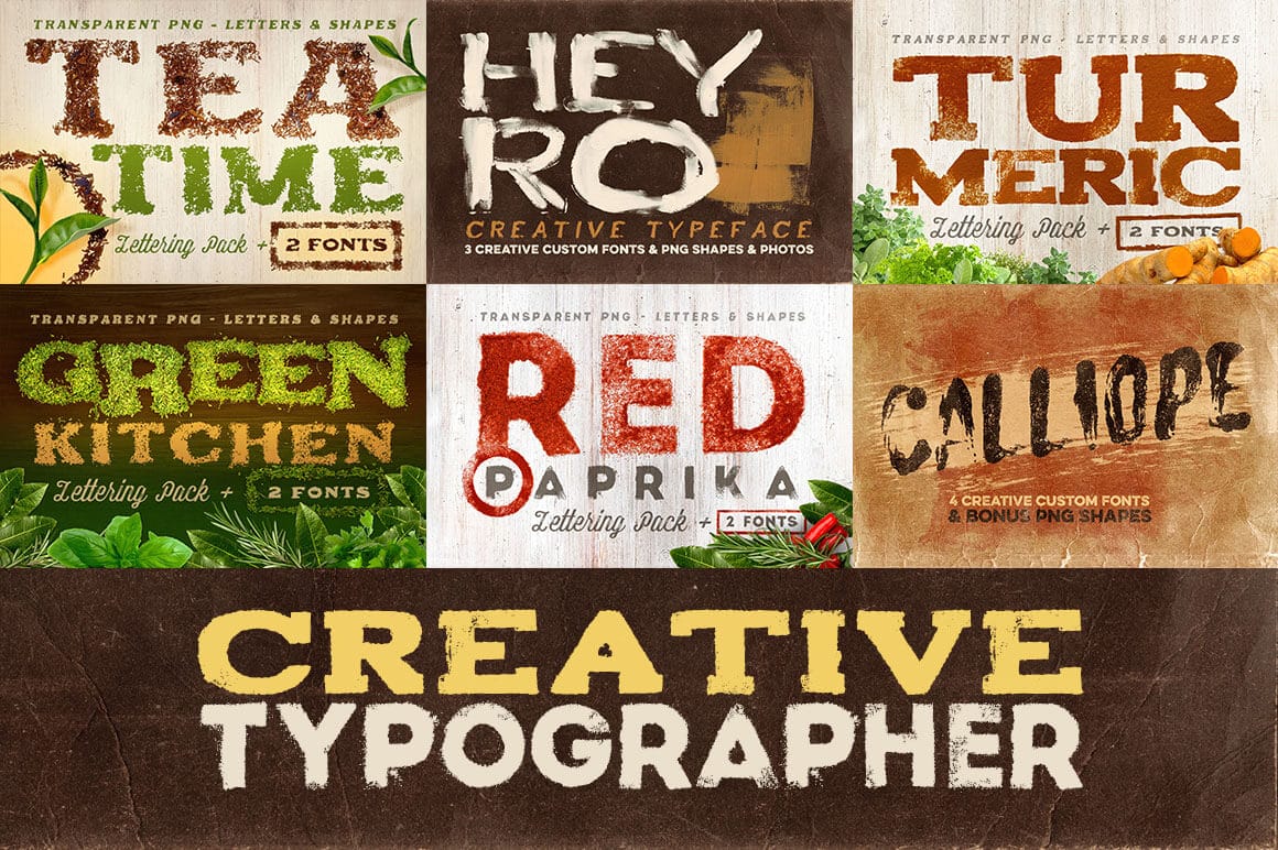 Creative Kitchen Font Bundle: 6 Delicious Font Families + Extras - only $18!