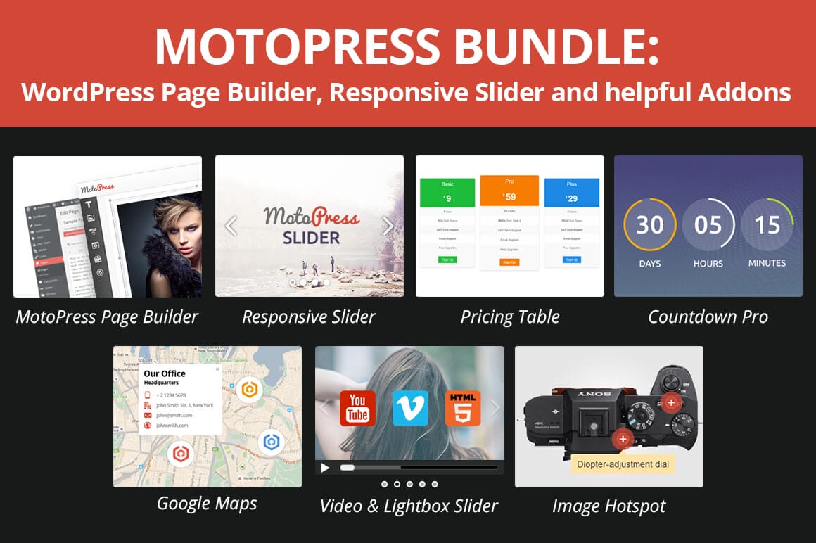 MotoPress Bundle of WordPress Page Builder, Responsive Sliders & More – only $37!