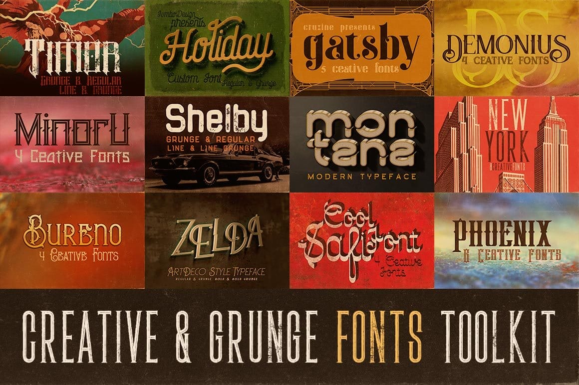 The Creative & Grunge Font Toolkit (12 font families) -  only $19!