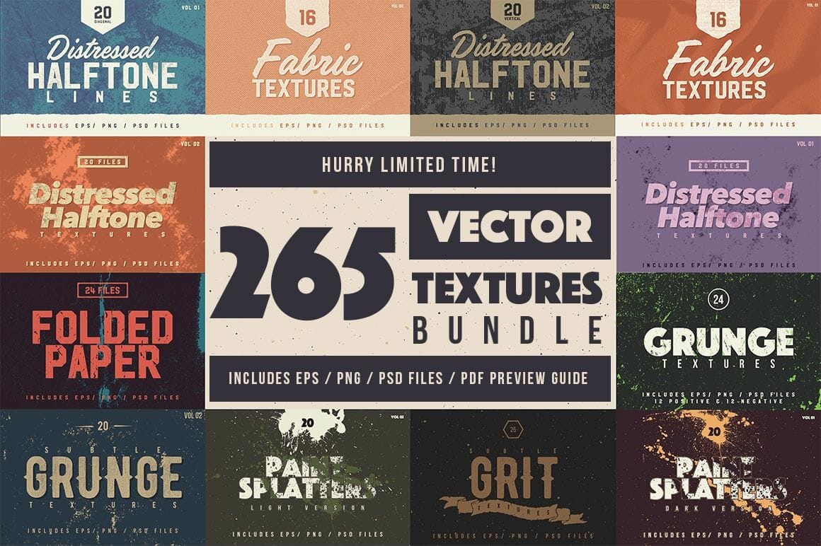 Bundle of 265 High Quality Vector Textures – only $24!