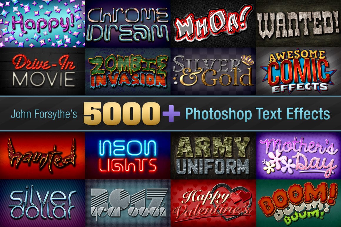 5,000+ Professional Text Effects from John Forsythe – only $29!